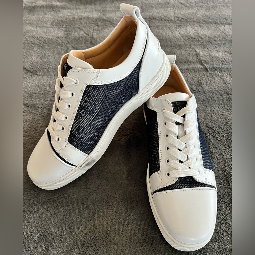 Christian Louboutin White and Black Low Top Sneakers